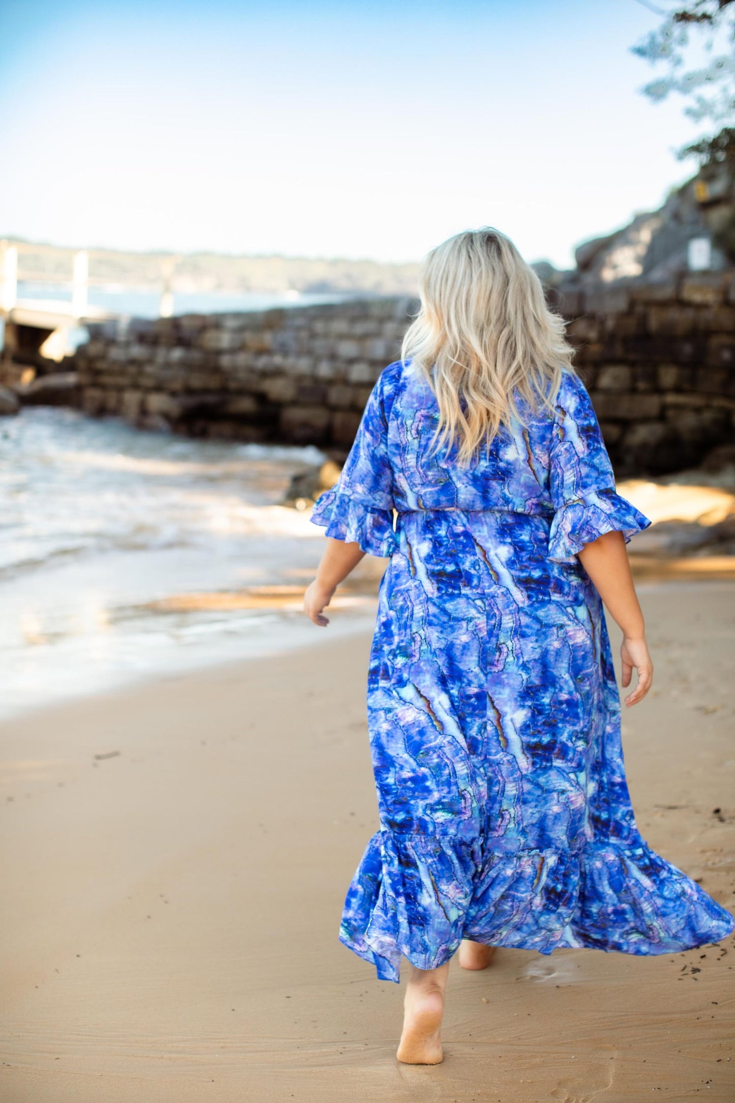 Nicole Tie Front Maxi Dress in Abalone Shell