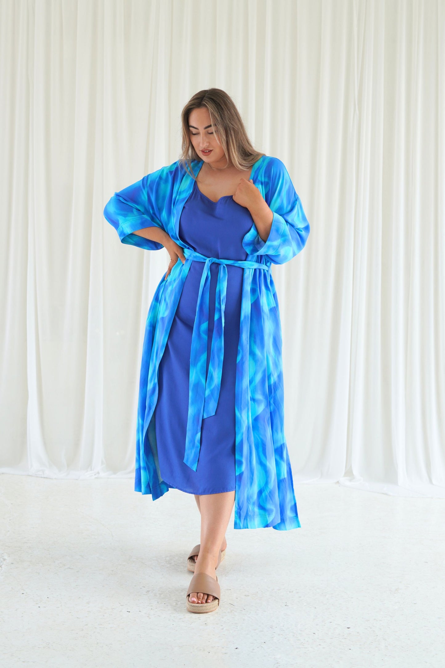 Jennifer Maxi Duster in Sea Wave