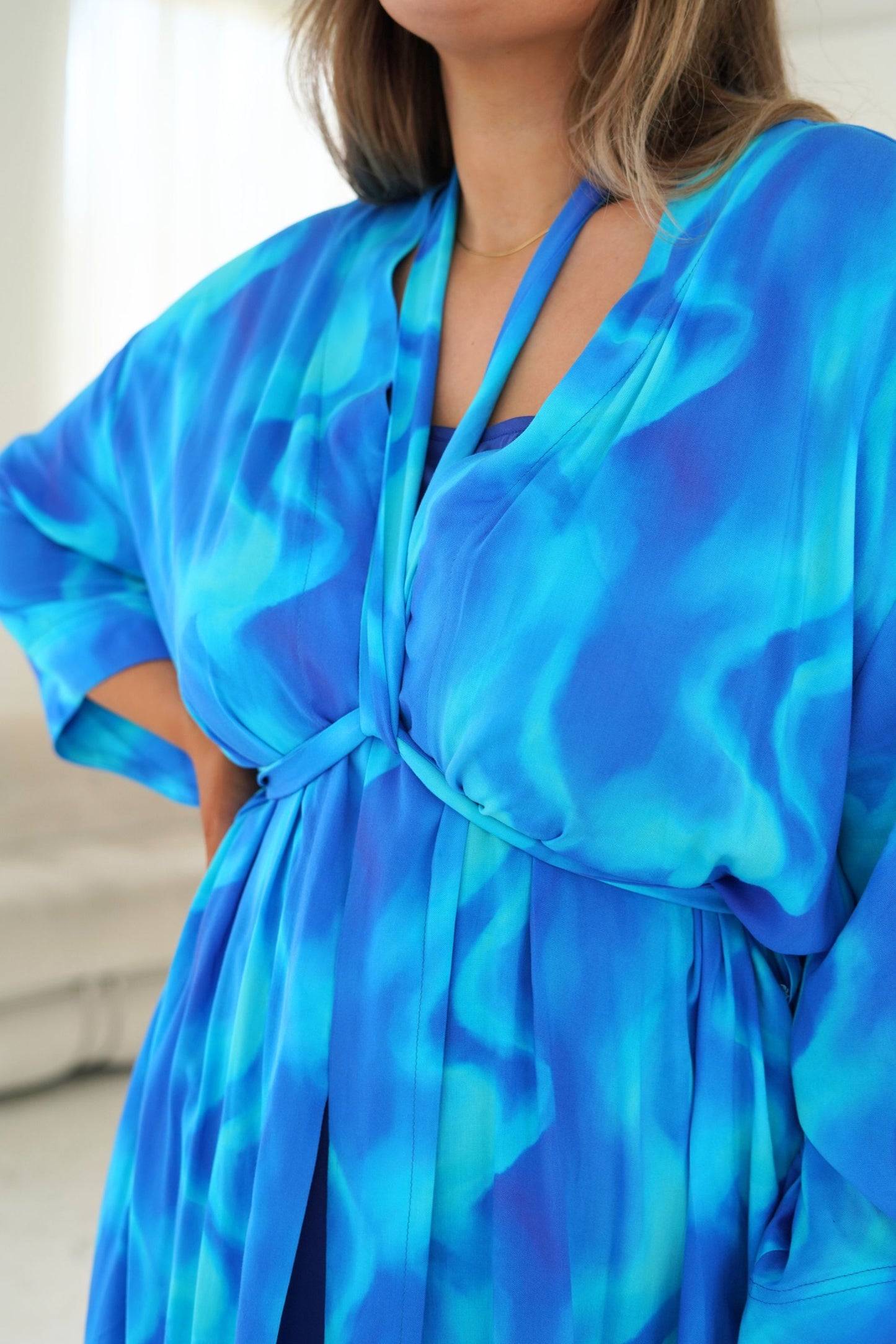Jennifer Maxi Duster in Sea Wave