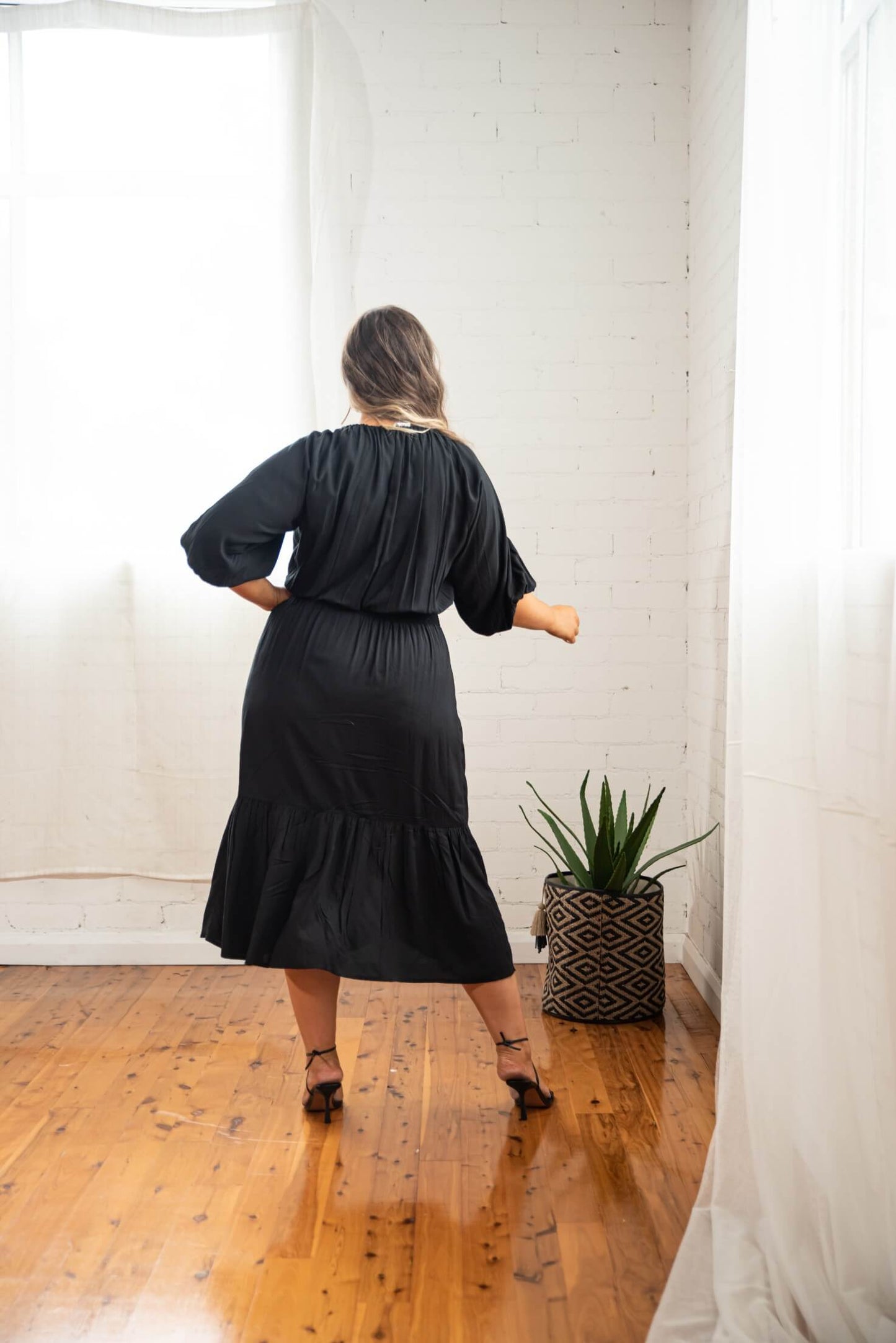 Diana Prairie Dress in Black