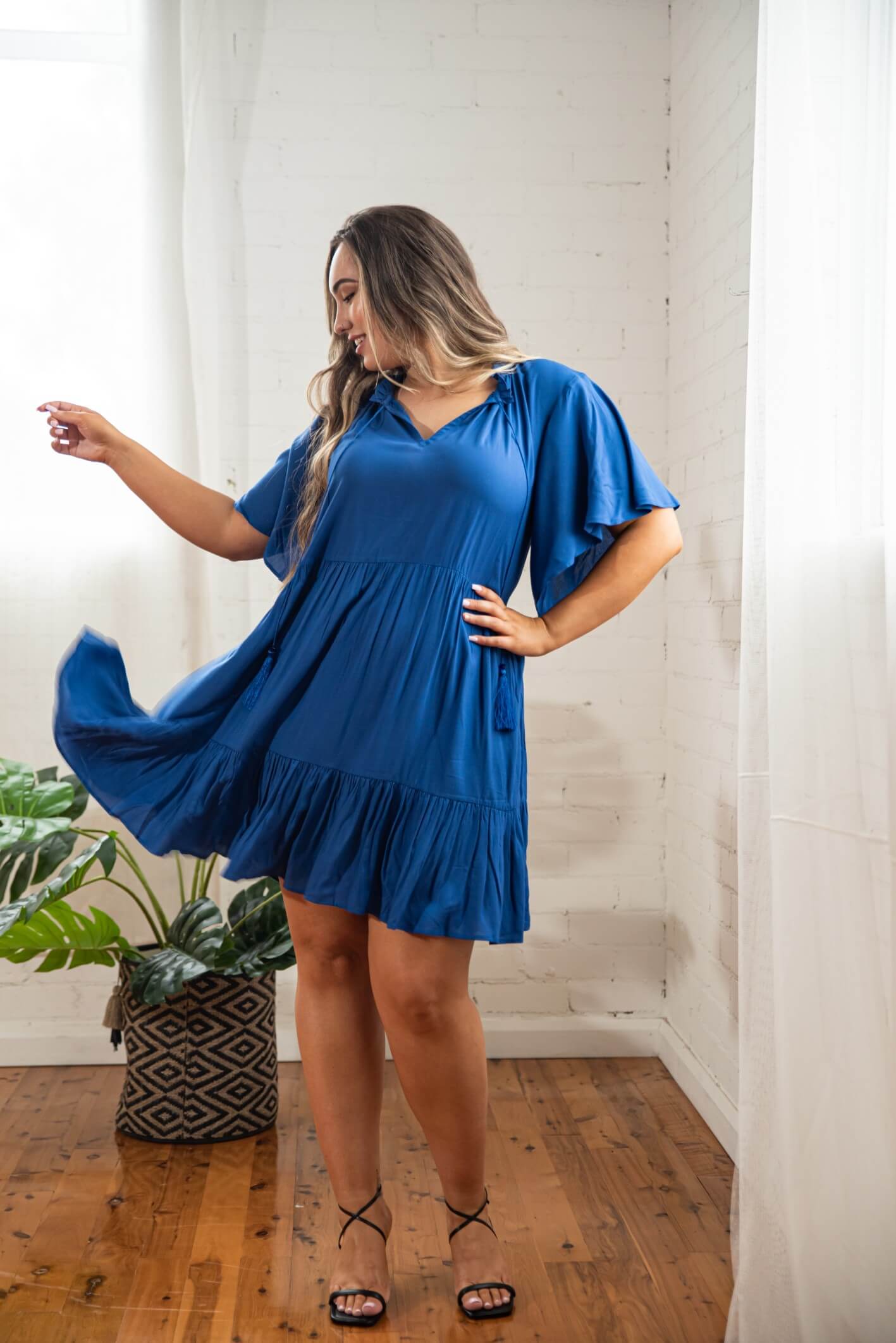 Jamie Short Sleeve Play Dress in Cobalt