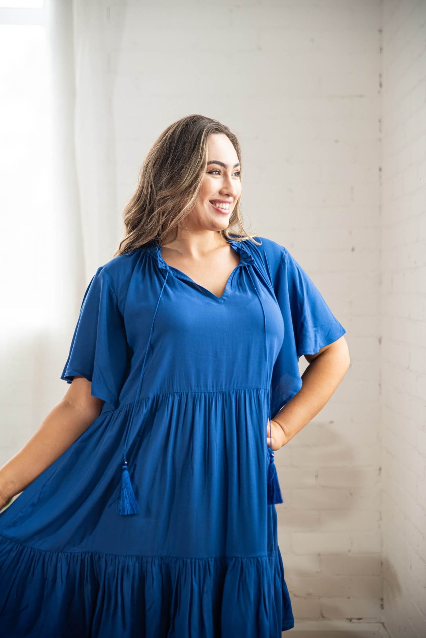 Jamie Short Sleeve Play Dress in Cobalt