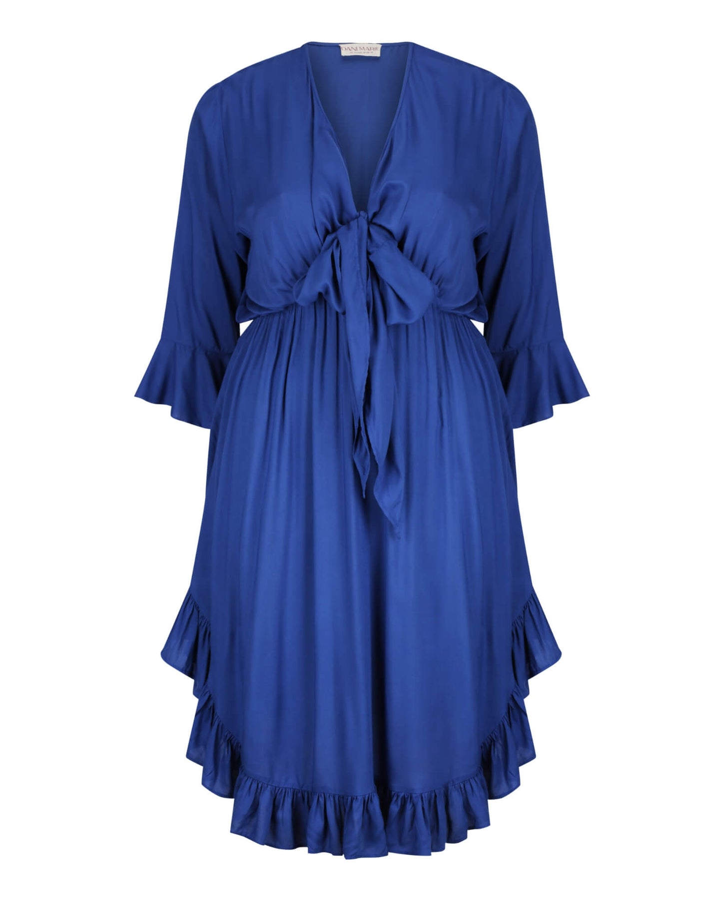 Arielle Tie Front Midi Dress in Cobalt