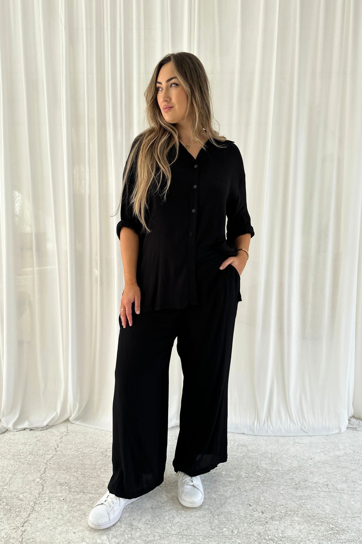 Adele Wide Leg Pants in Black