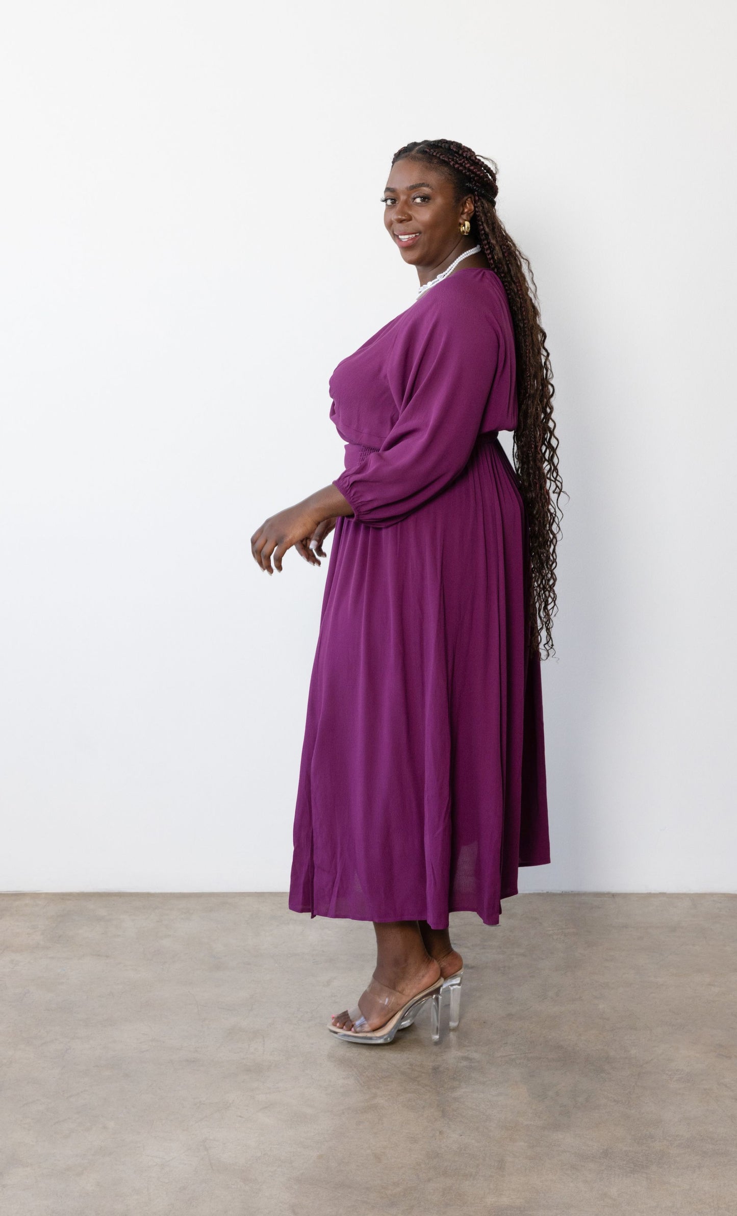 Carla Twist Front Maxi Dress in Dark Berry