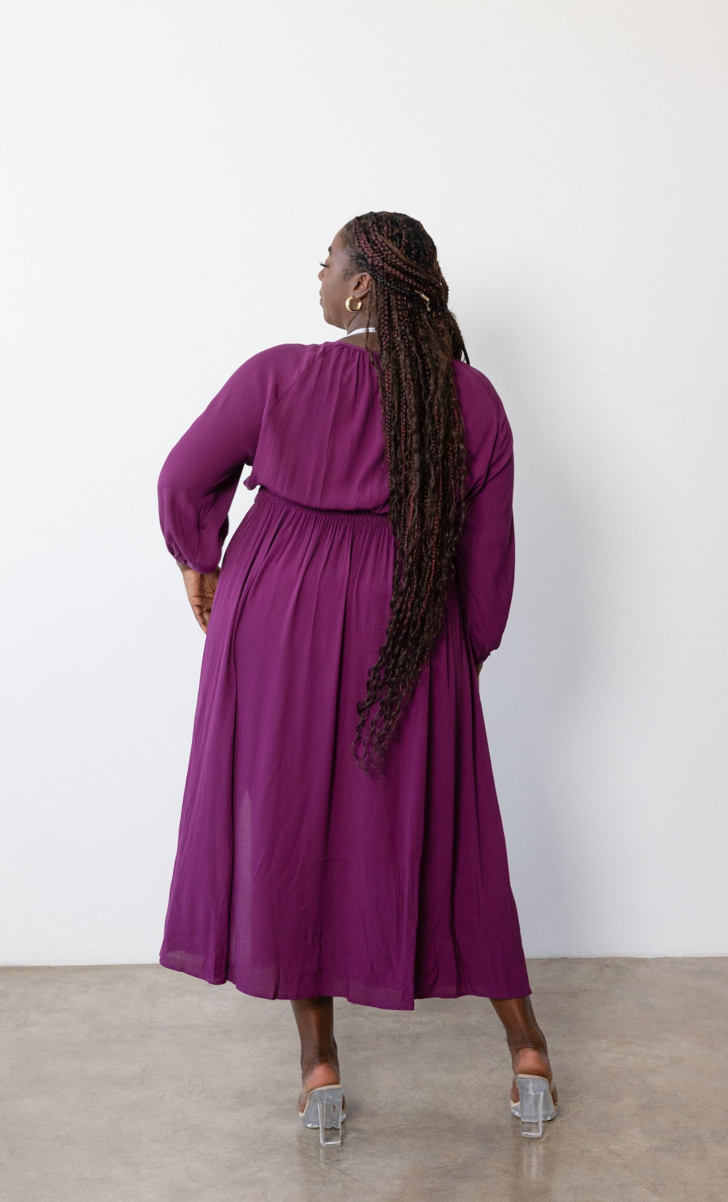 Carla Twist Front Maxi Dress in Dark Berry