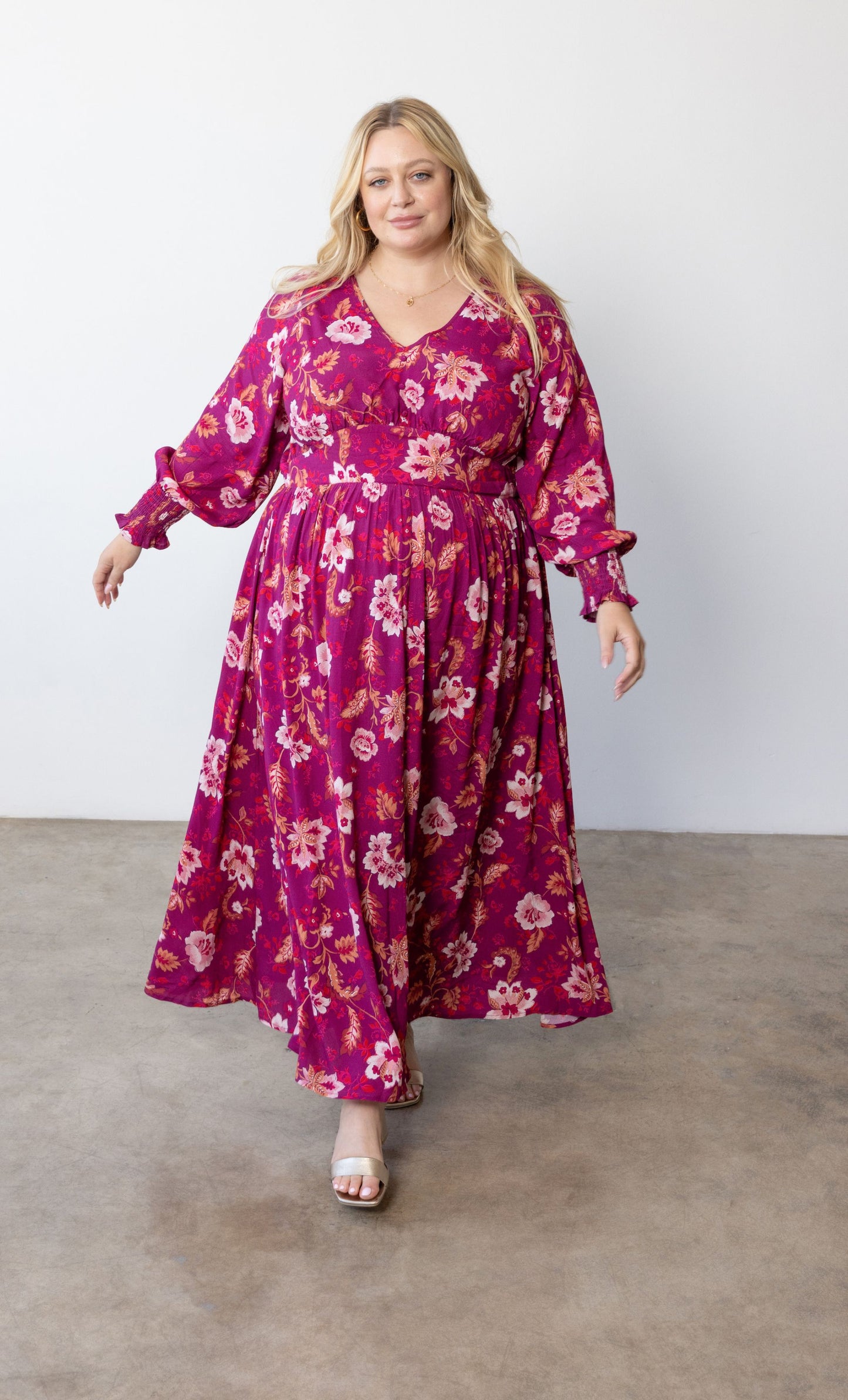 Rebecca Long Sleeve Maxi Dress in Bordeaux