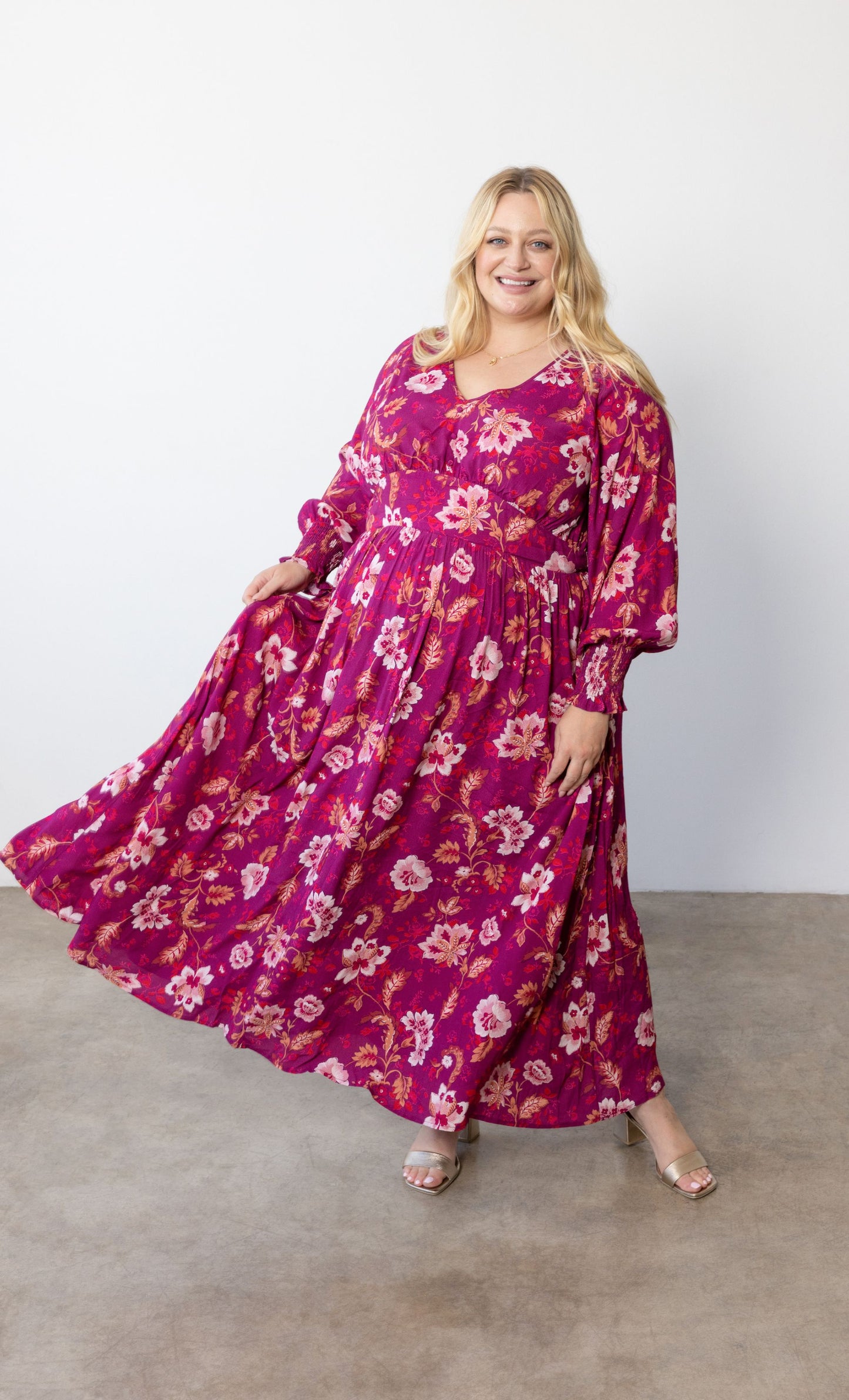 Rebecca Long Sleeve Maxi Dress in Bordeaux