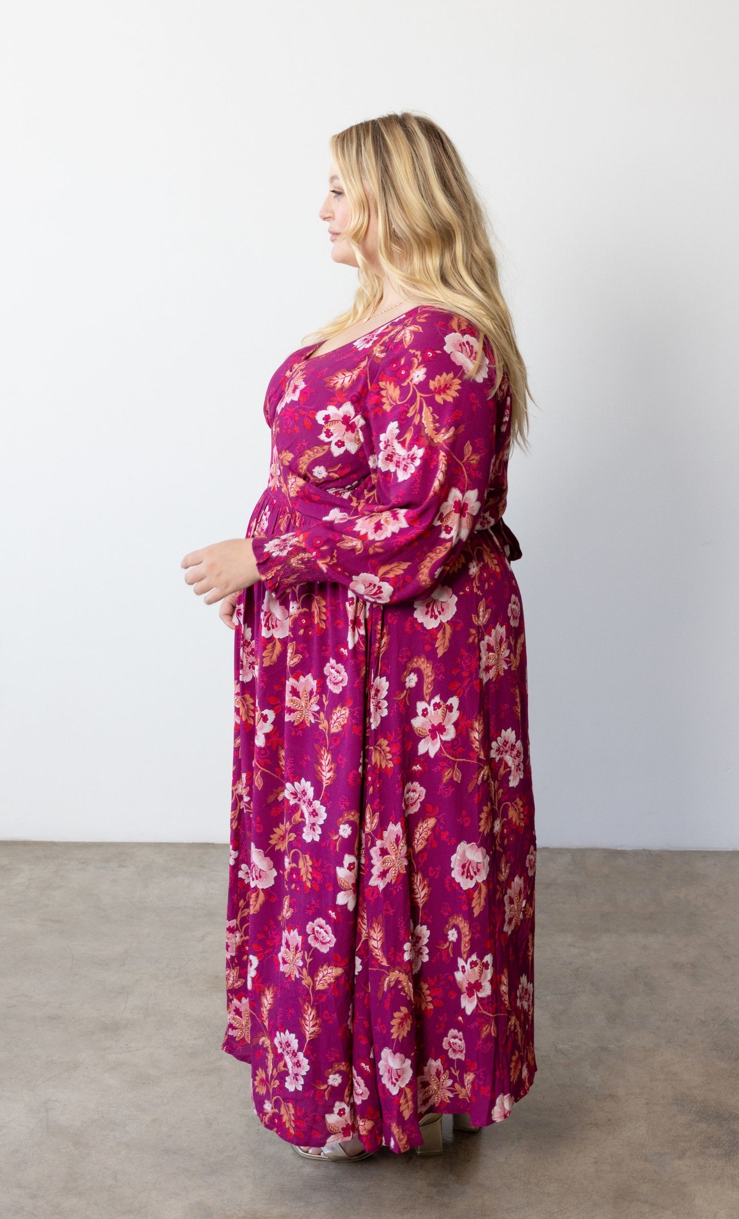 Rebecca Long Sleeve Maxi Dress in Bordeaux