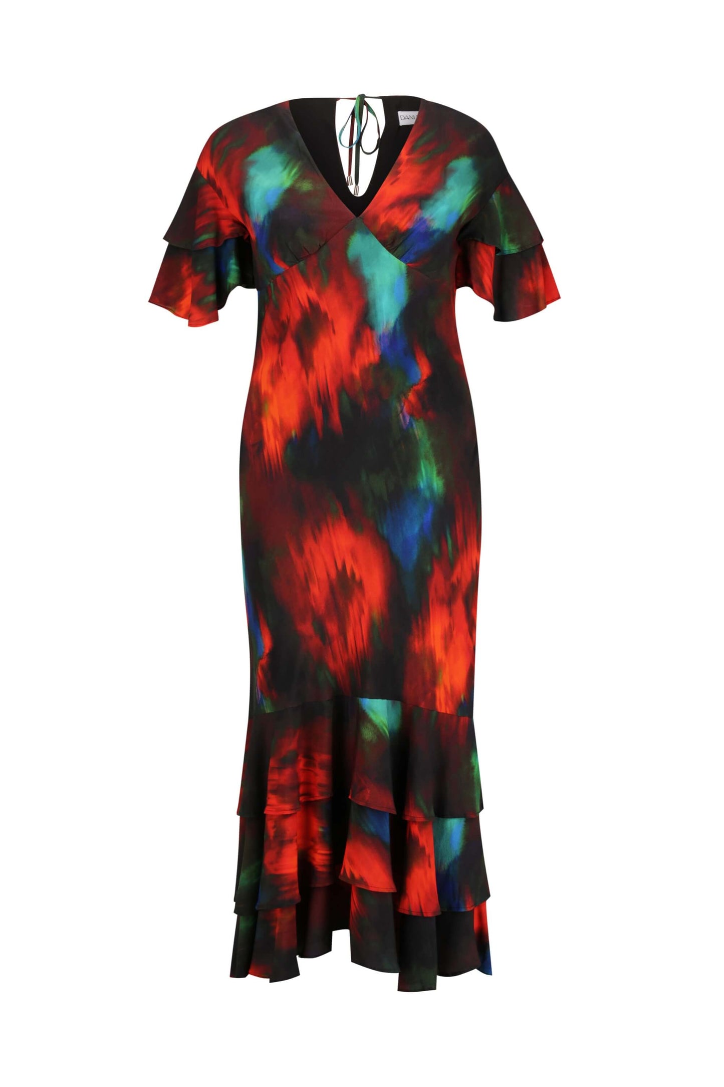 Marcy Ruffle Maxi Dress in Abstract Native