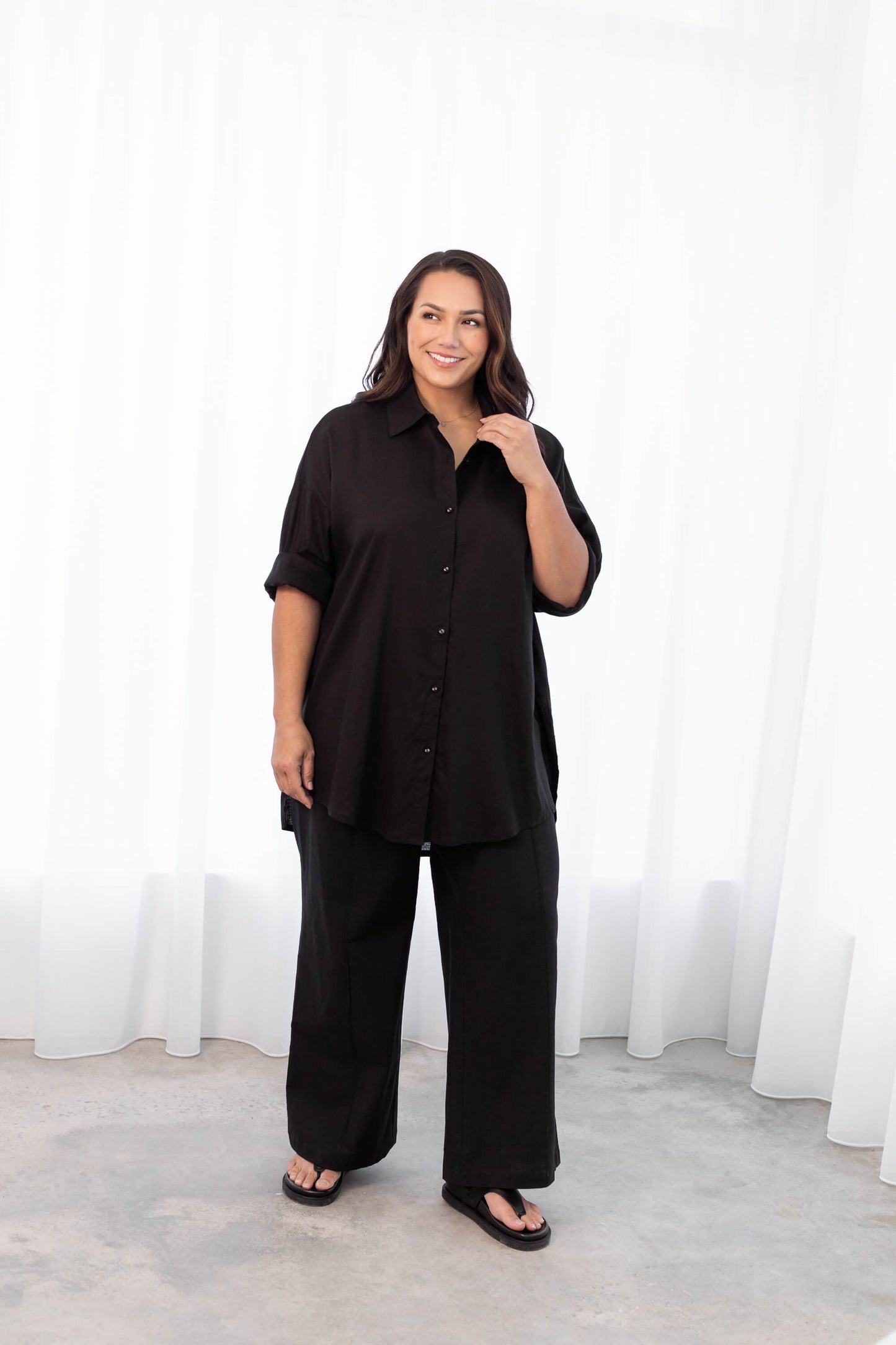 Adele Shirt & Pants Black Set