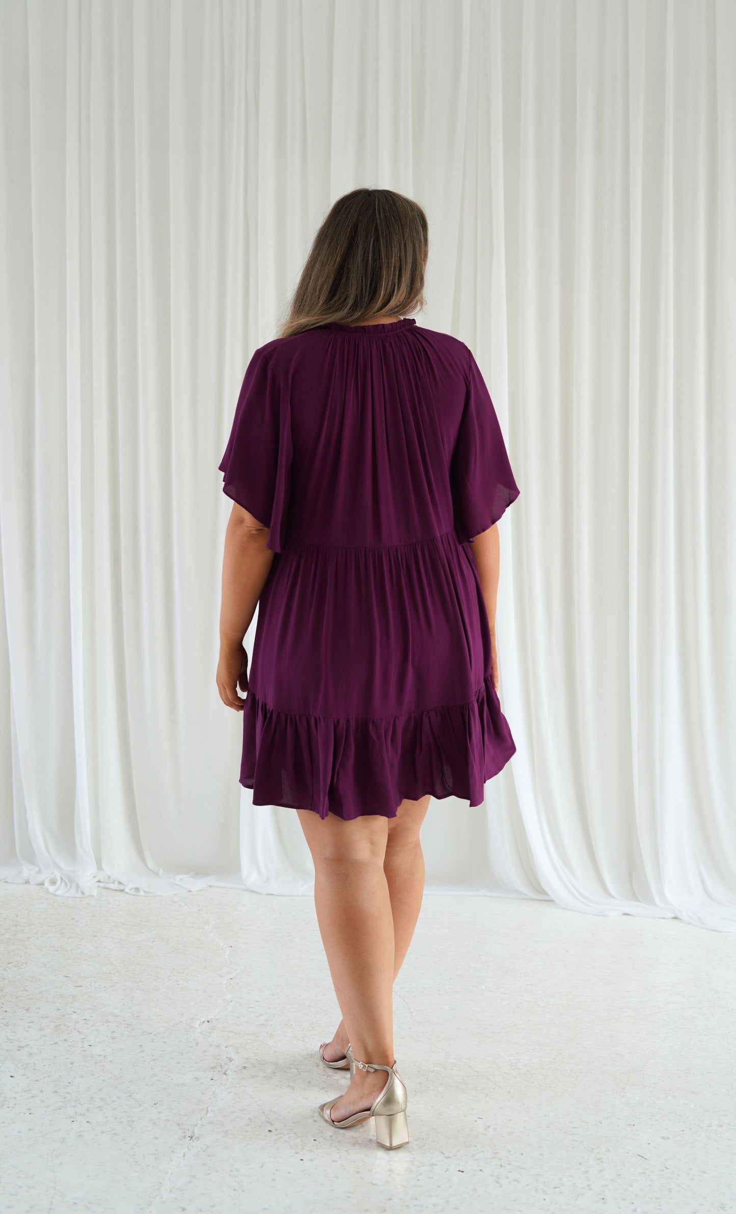 Jamie Short Sleeve Play Dress in Dark Berry