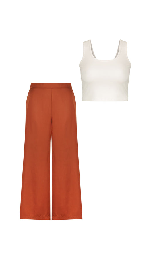 Adele Chocolate Pants & Katie Crop Top Set