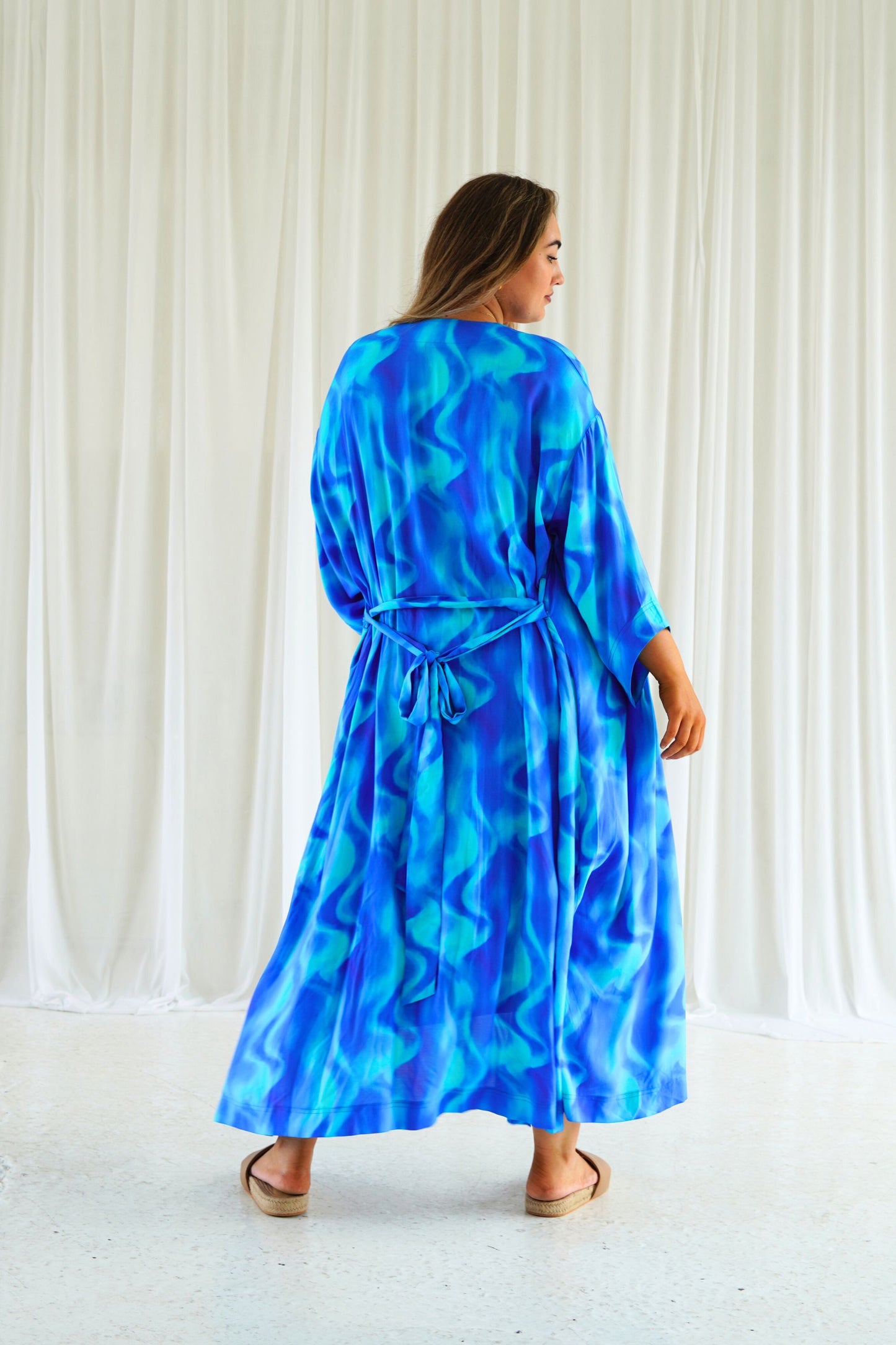 Slip Dress & Kimono Sea Wave Set