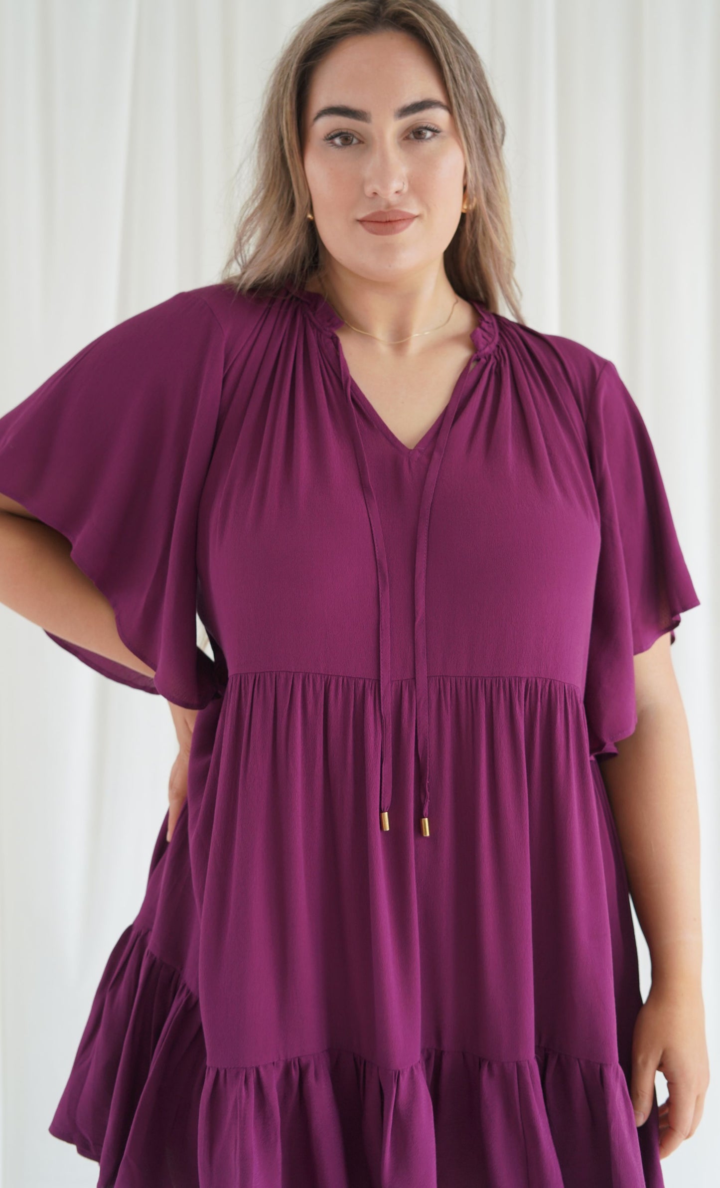 Jamie Short Sleeve Play Dress in Dark Berry