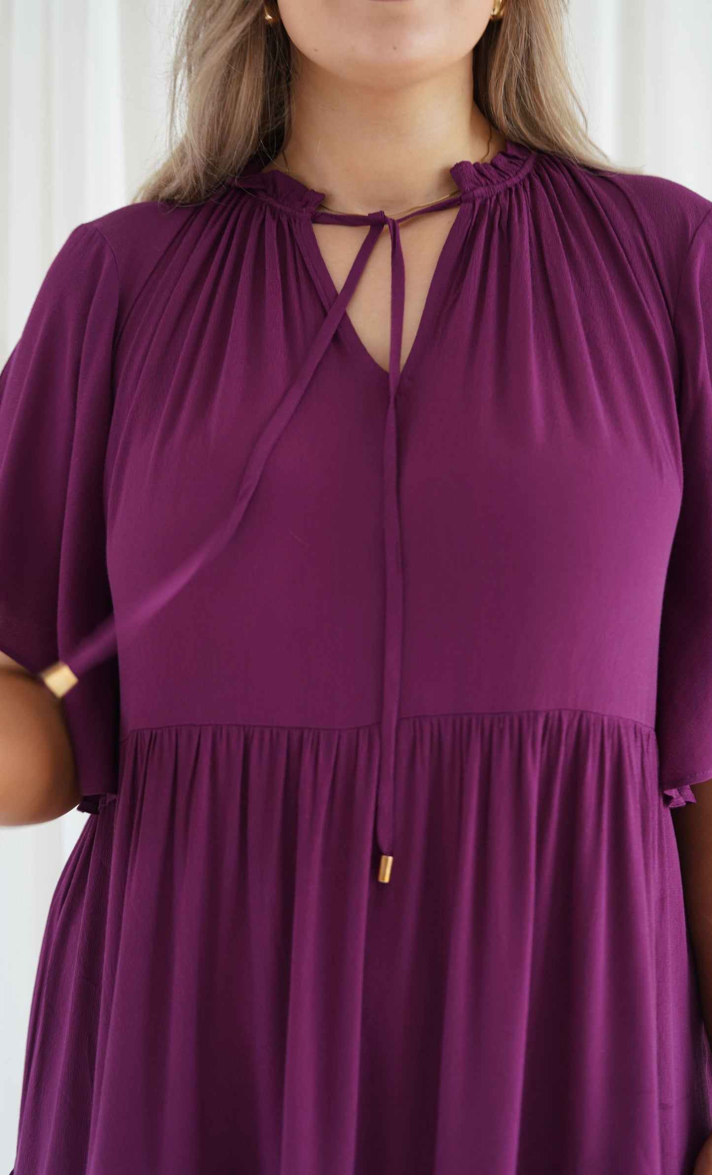 Jamie Short Sleeve Play Dress in Dark Berry