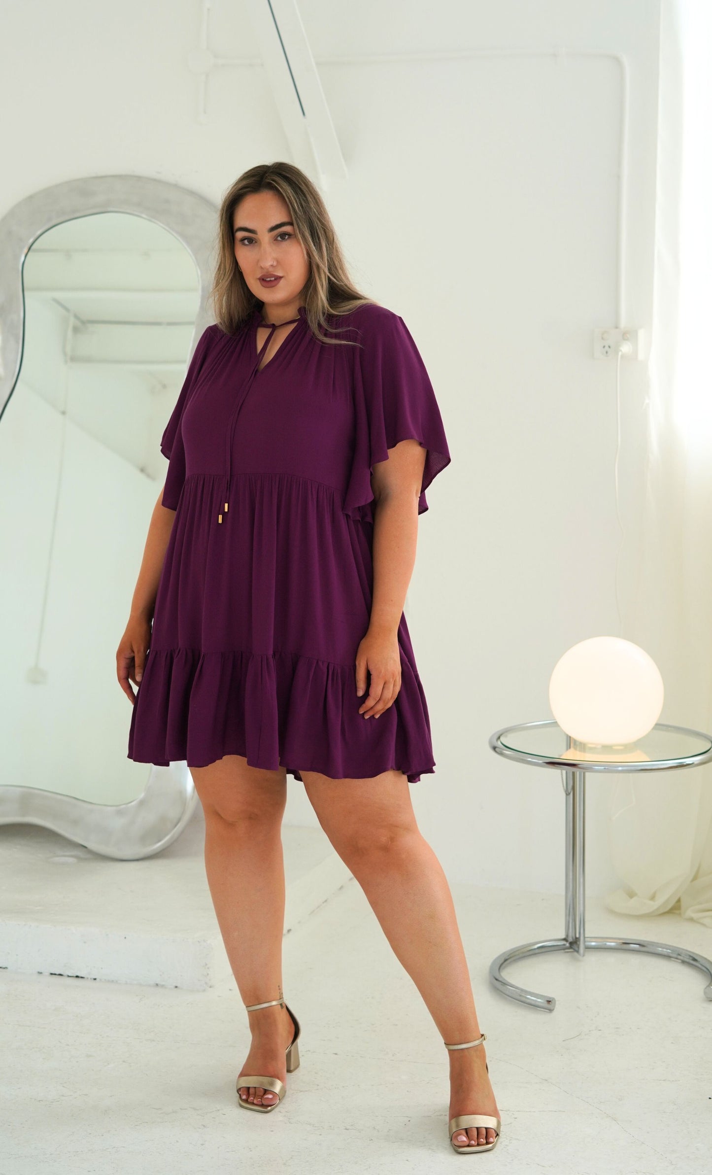 Jamie Short Sleeve Play Dress in Dark Berry