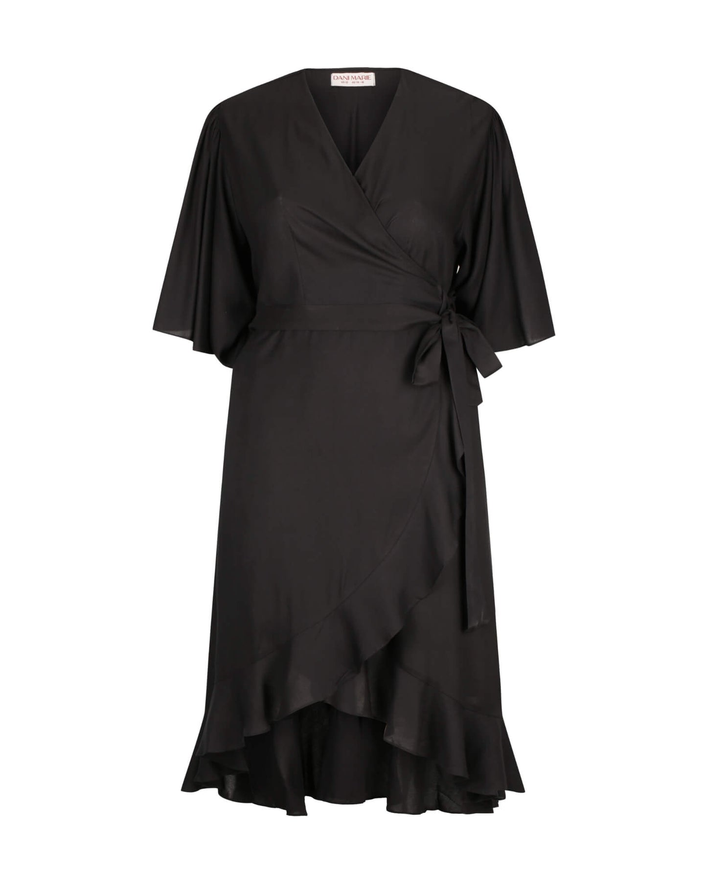 Gabrielle Short Sleeve Wrap Dress in Black