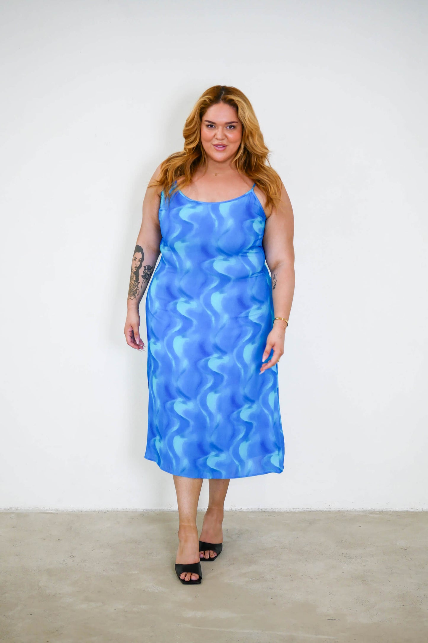 Yasameen Slip Dress in Sea Wave