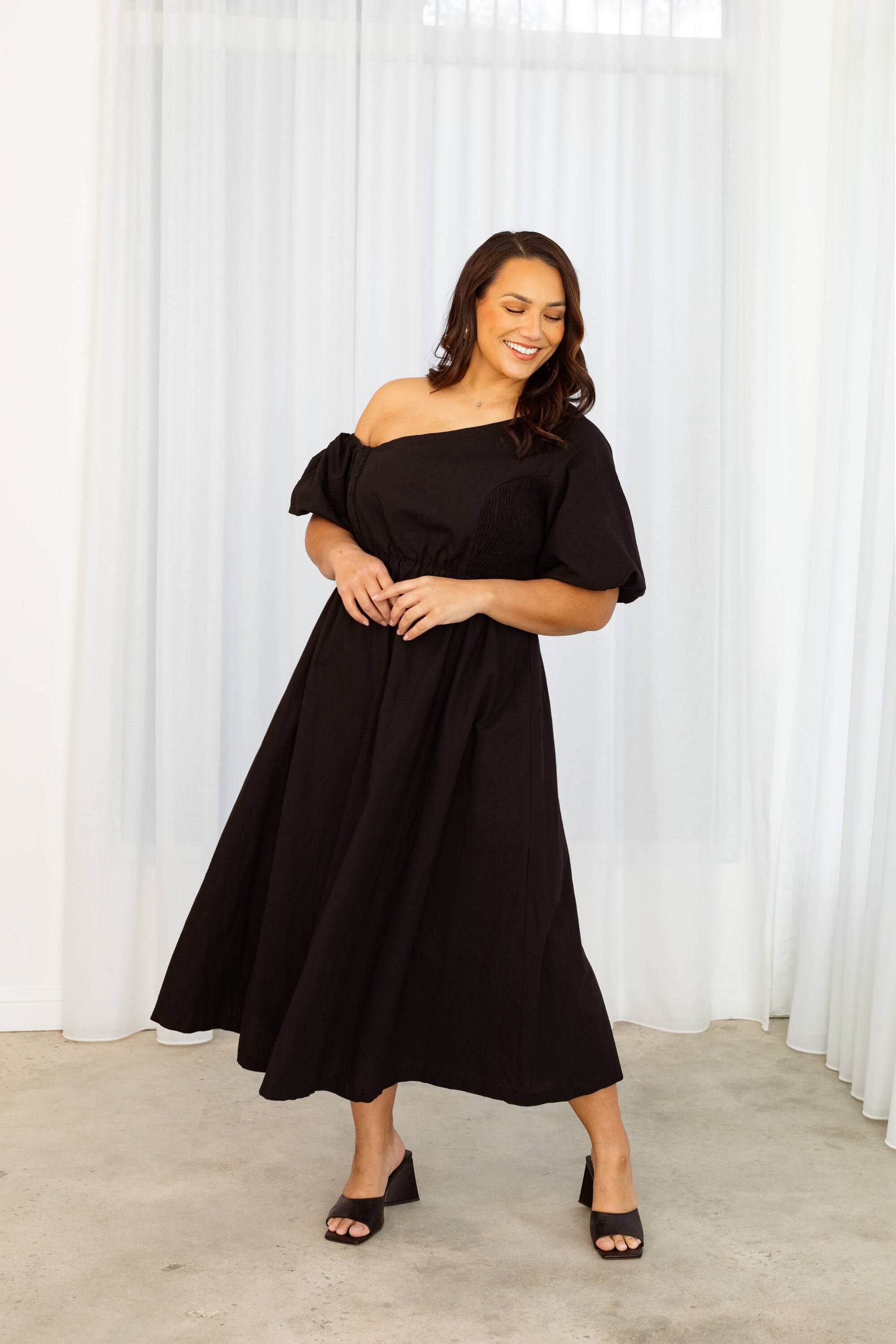 Verity Asymmetric Midi Dress in Black | Dani Marie Australia ABN 97 572 175 928 Verity Asymmetric Midi Dress in Black | Dani Marie Australia ABN 97 572 175 928