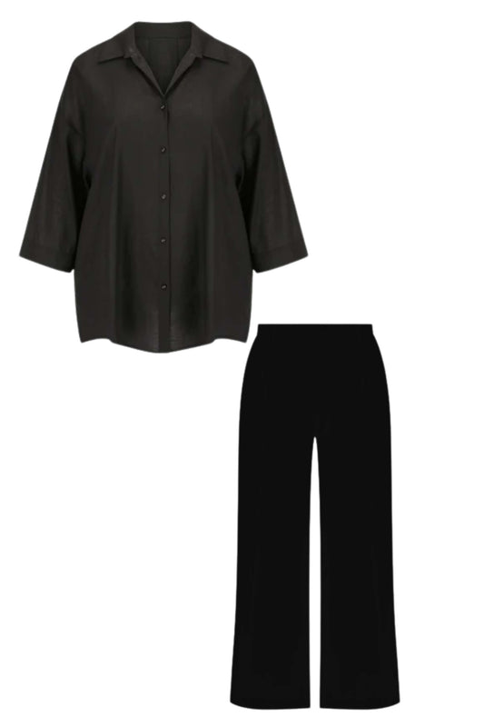 Hayley Pants and Black Matilda Shirt Set