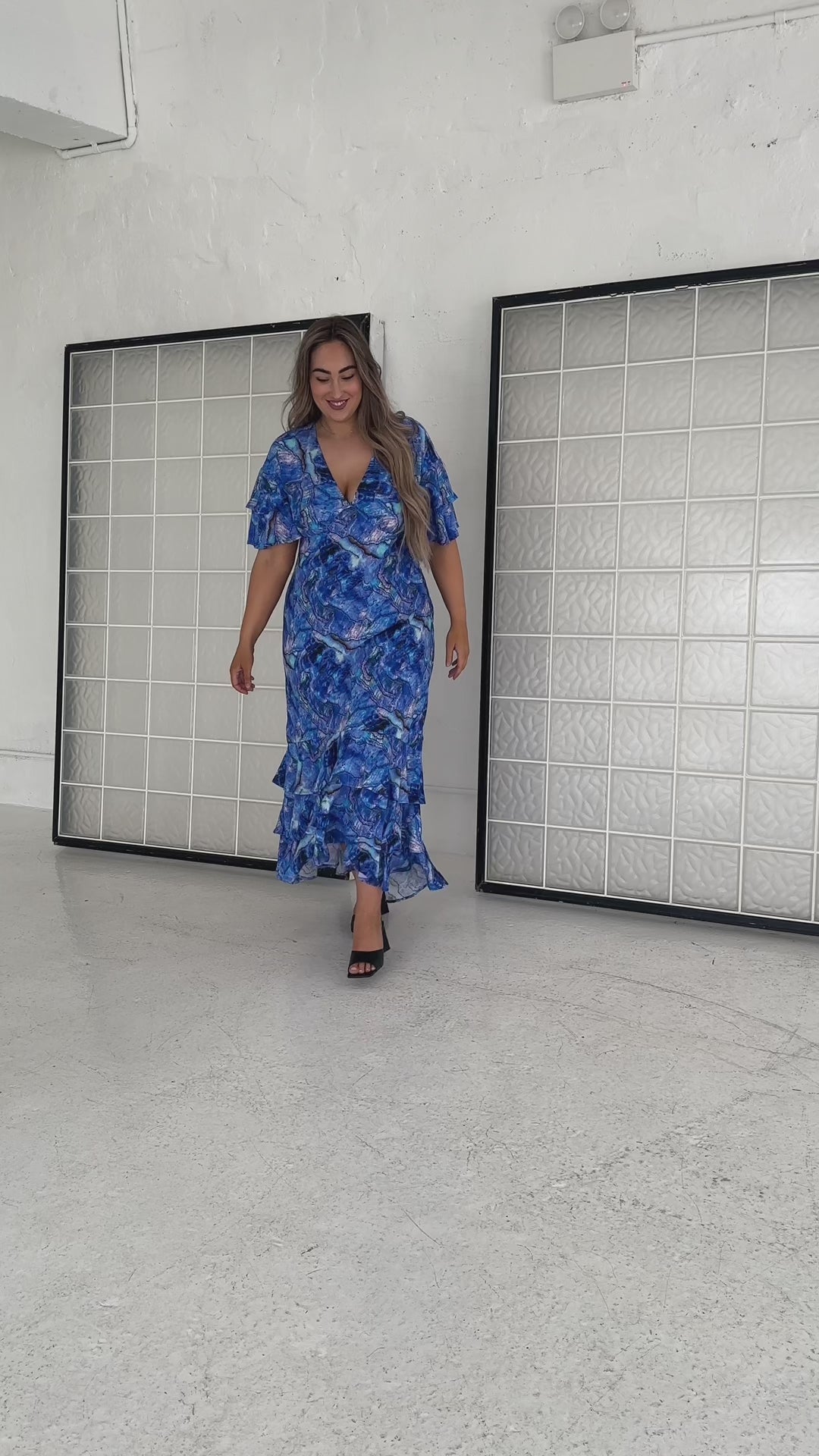 Marcy Ruffle Maxi Dress in Abalone Shell | Dani Marie Australia