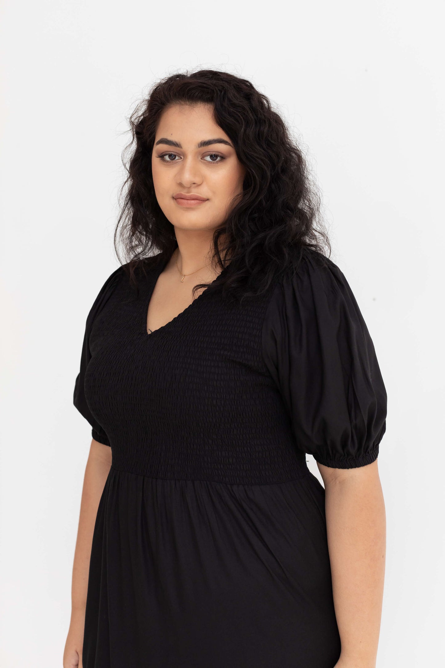 Mia Blouse Sleeve Dress in Black