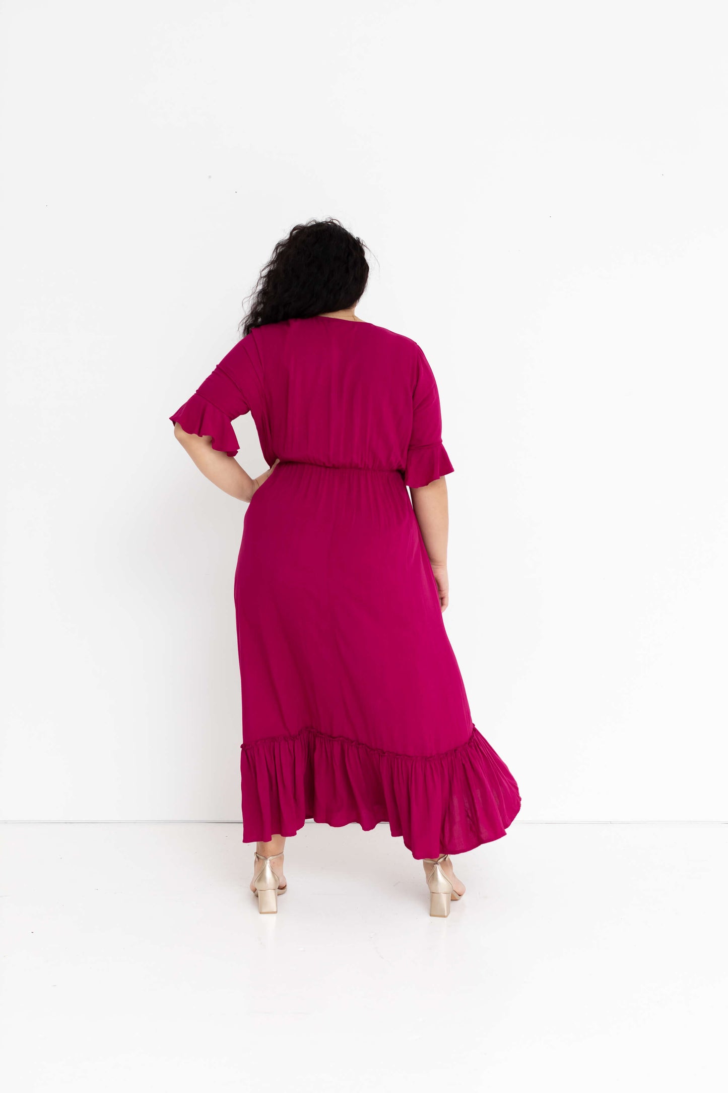 Nicole Tie Front Maxi Dress in French Plum