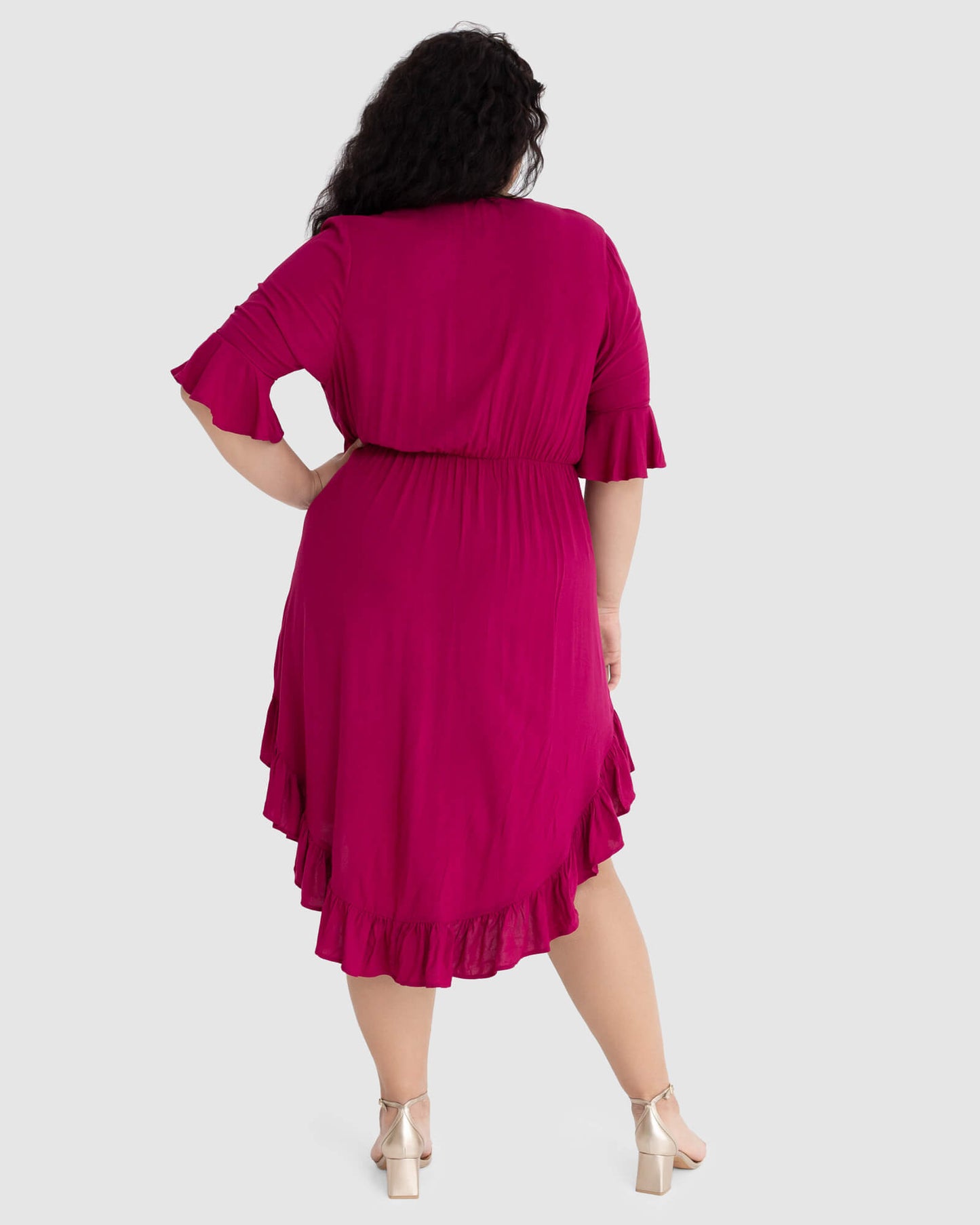 Arielle Tie Front Midi Dress in French Plum