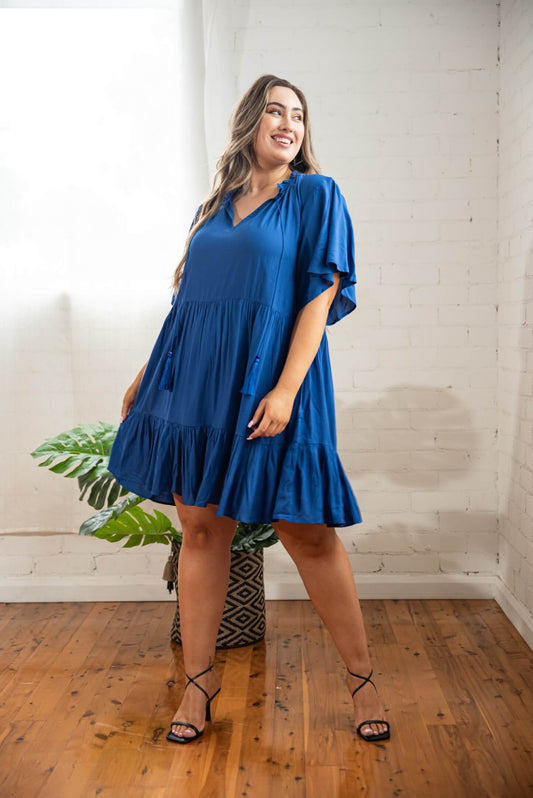 Jamie Short Sleeve Play Dress in Cobalt