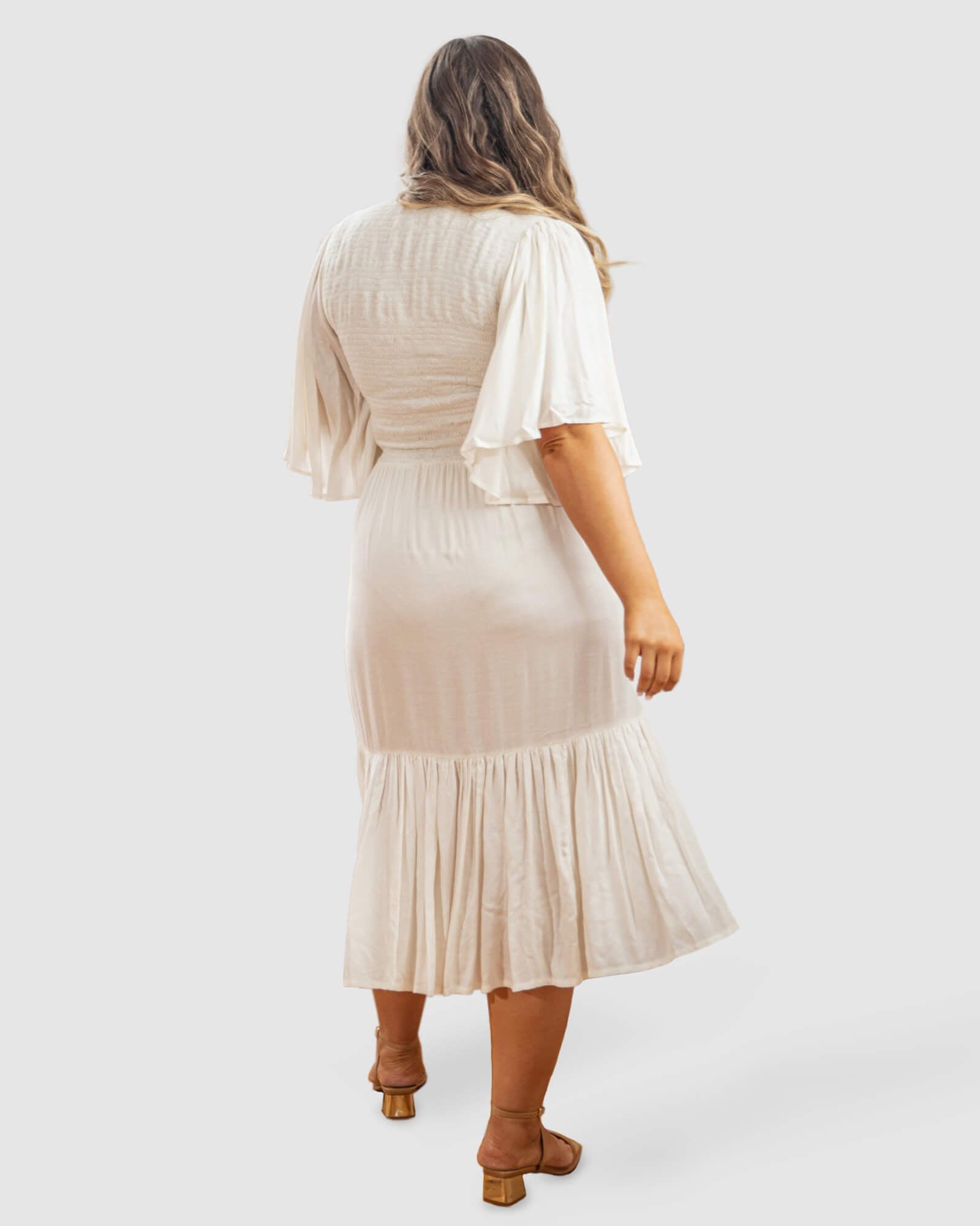Cleo Short Sleeve Midi Dress in White - Dani Marie US