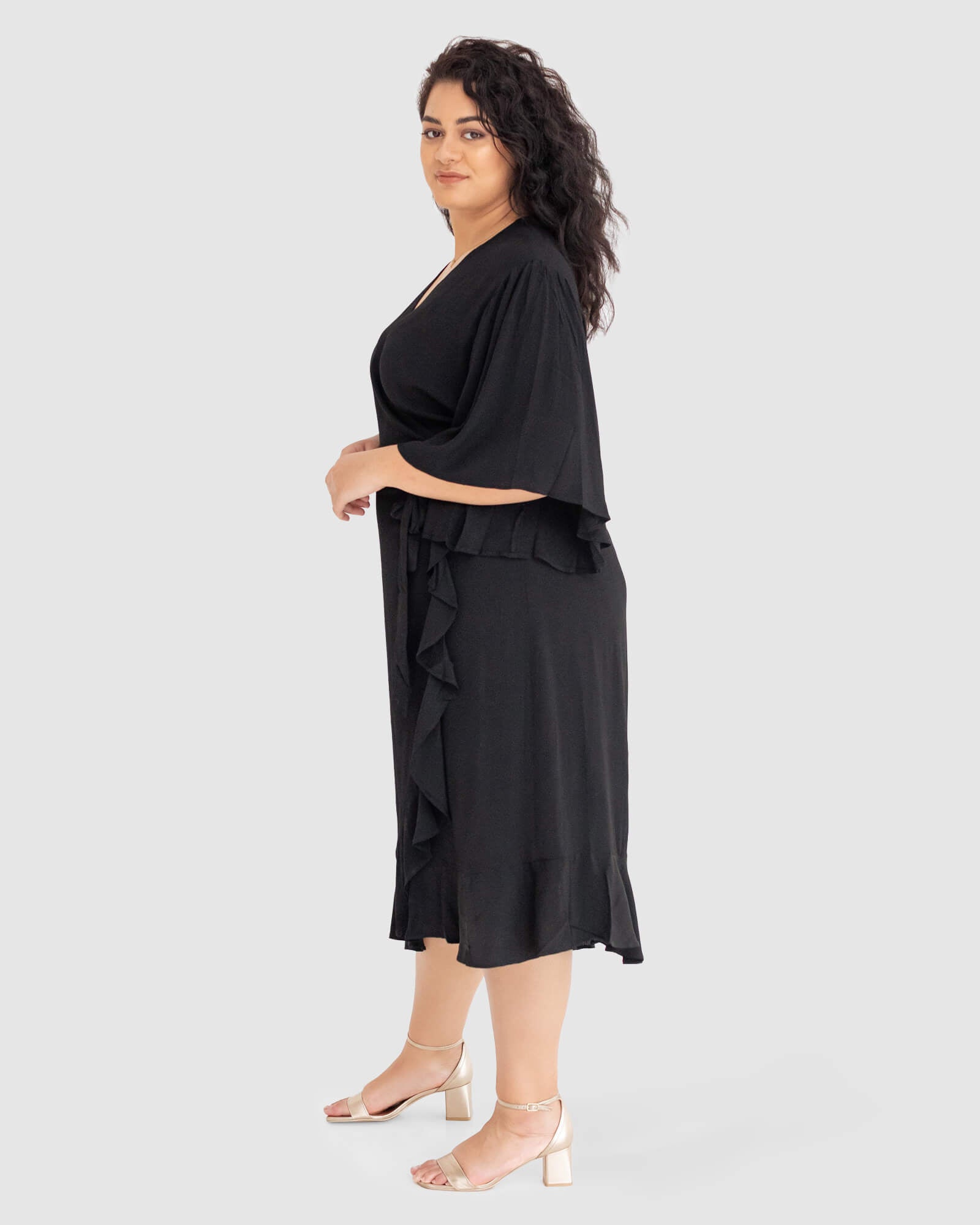 Gabrielle Short Sleeve Wrap Dress in Black - Dani Marie US