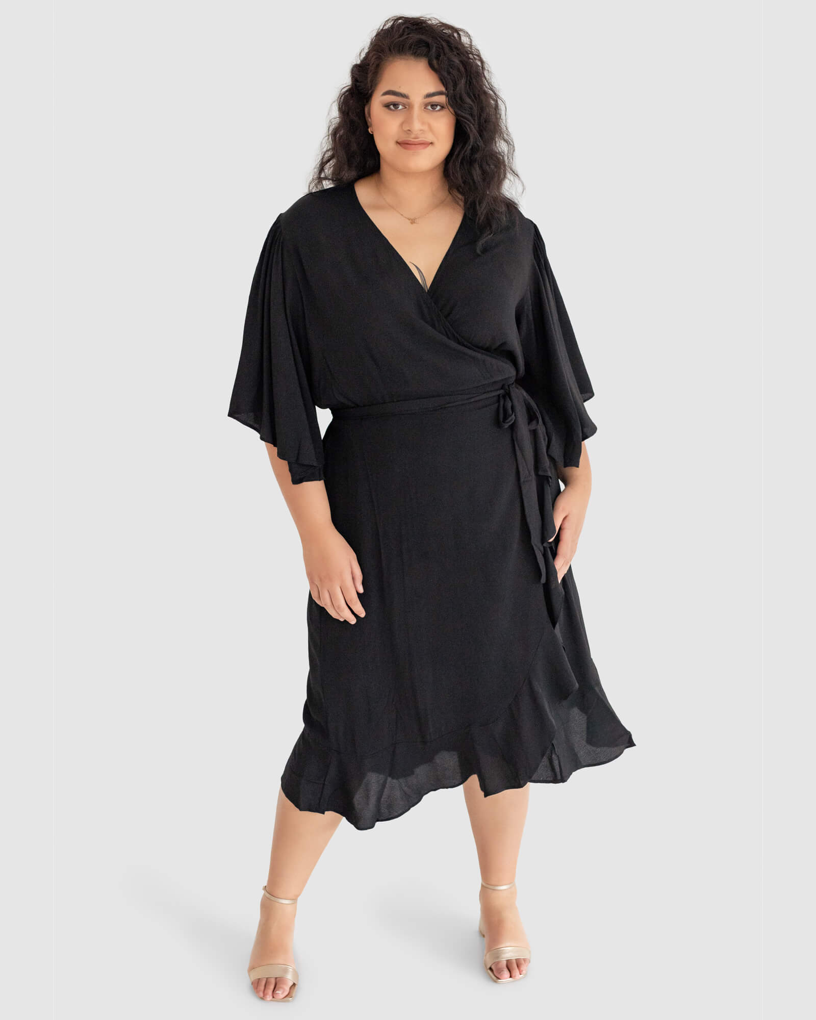 Gabrielle Short Sleeve Wrap Dress in Black - Dani Marie US
