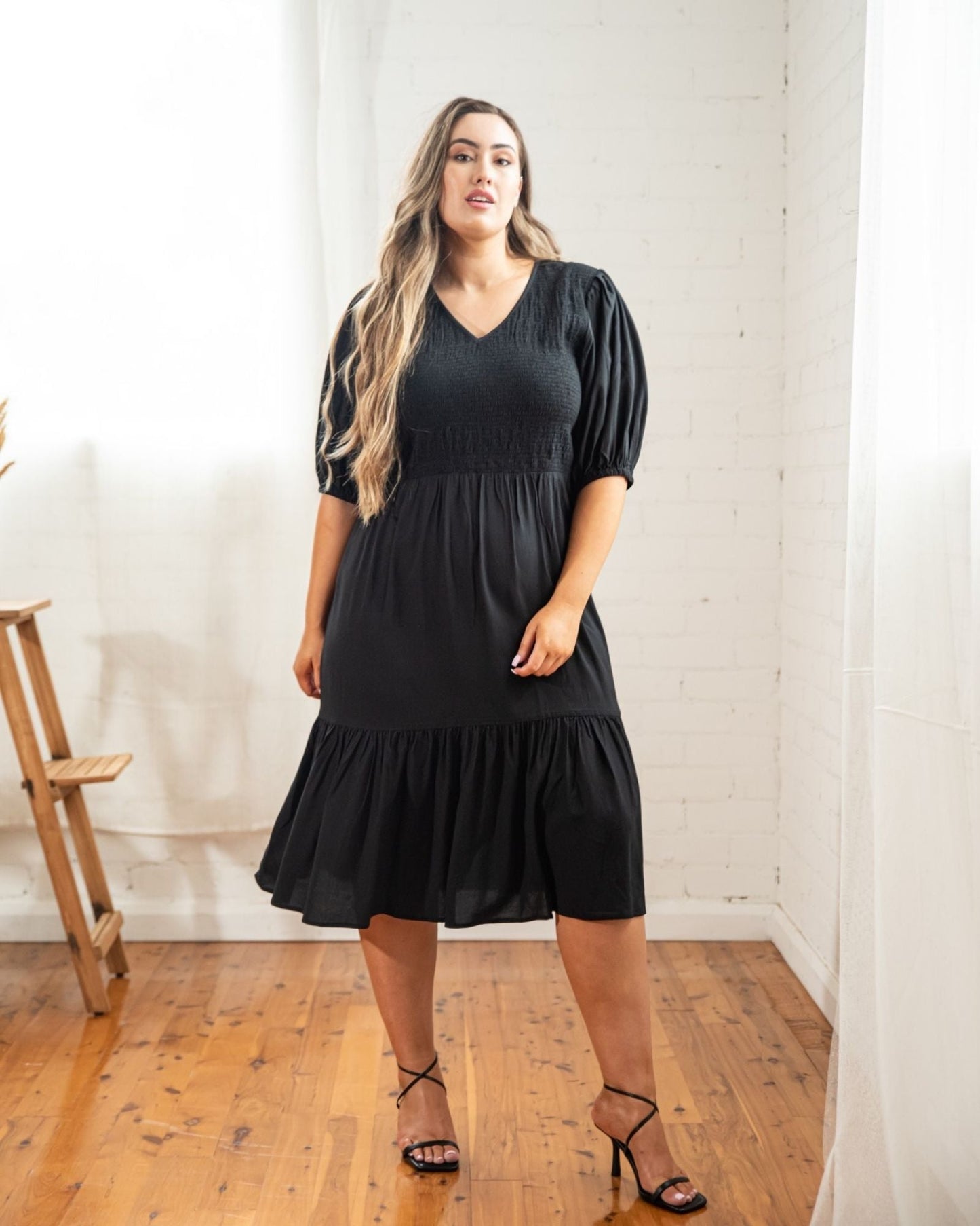 Mia Blouse Sleeve Dress in Black - Dani Marie US