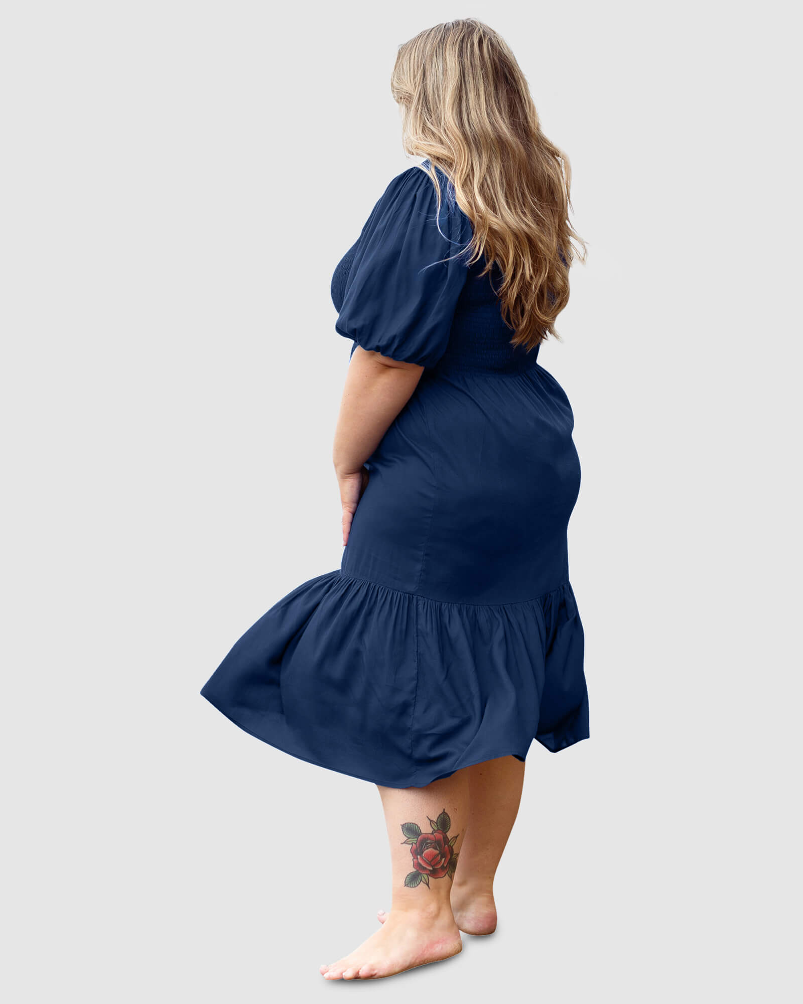 Mia Blouse Sleeve Dress in Navy - Dani Marie US
