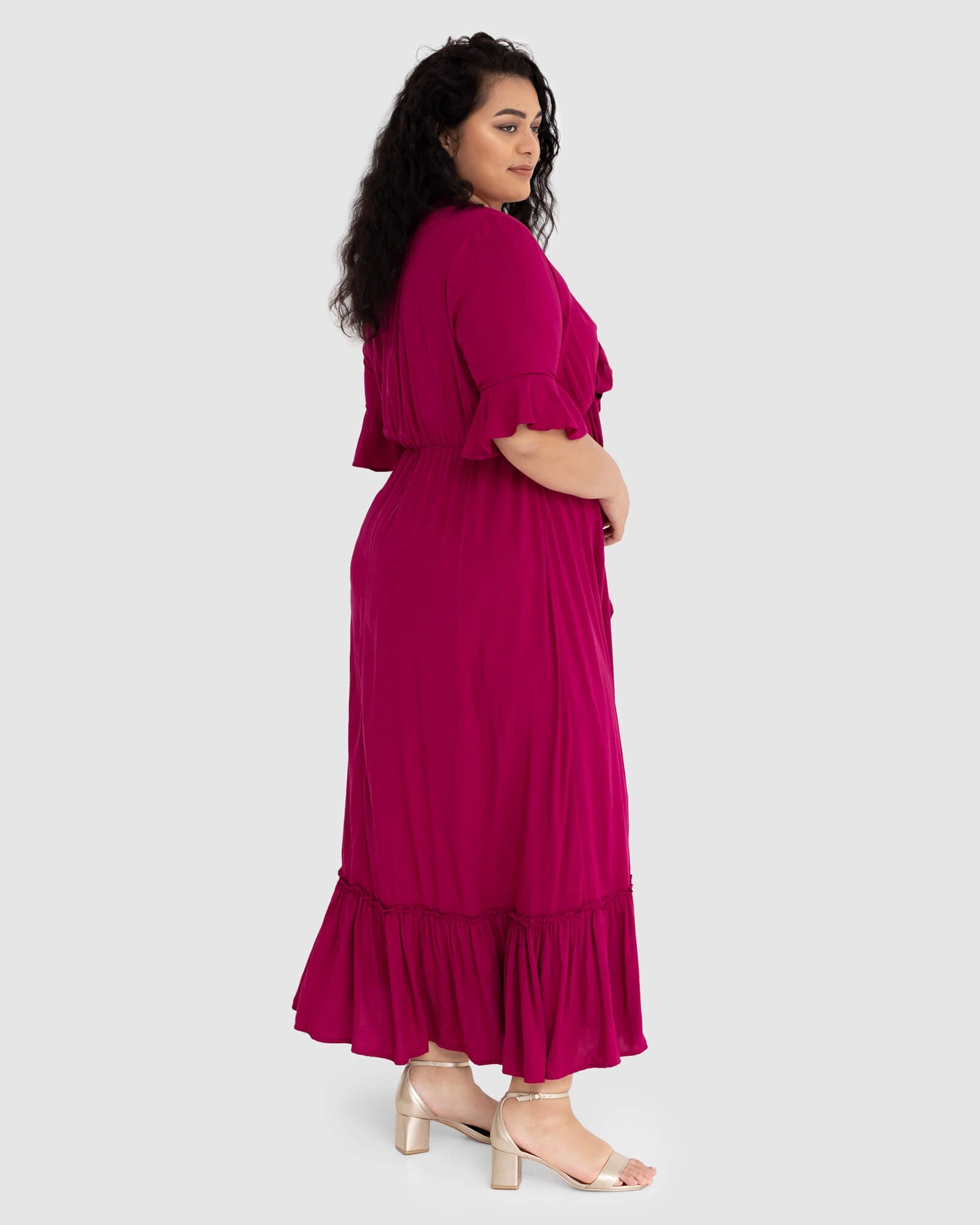 Nicole Tie Front Maxi Dress in French Plum - Dani Marie US